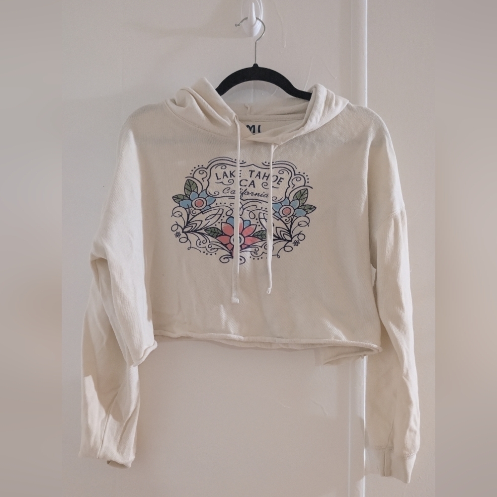 EMi Cream Hoodie with Colorful Graphic Lake Tahoe